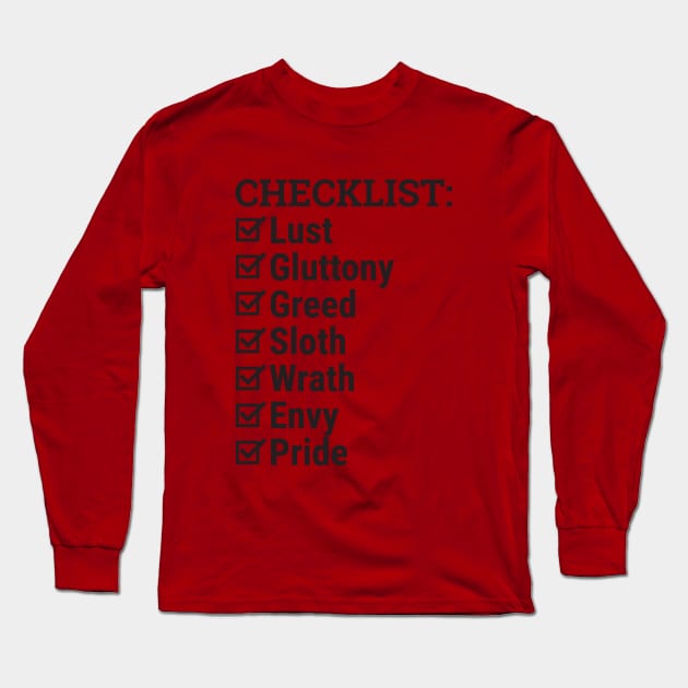 Checklist Long Sleeve T-Shirt by Embrace the Nerdiness